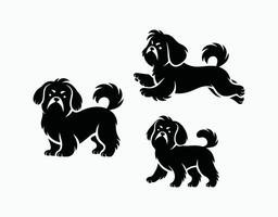 Shih Tzu Silhouette Collection Template Icon vector