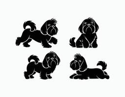 Shih Tzu Dog Silhouette Collection Template vector