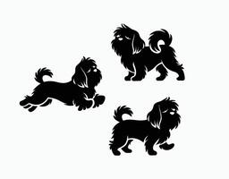 Cute Shih Tzu Silhouette Collection Template vector