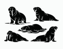 Abstract Walrus Silhouette Collection Template vector