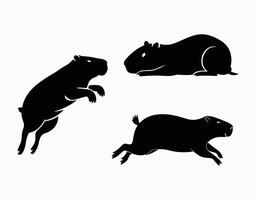 Simple Capybara Silhouette Template vector
