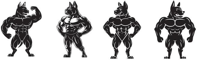 Dog Bodybuilder Silhouette Illustration vector