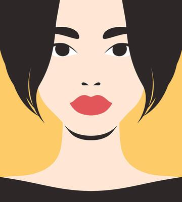 Woman with bob haircut abstract minimalist portrait in retro style