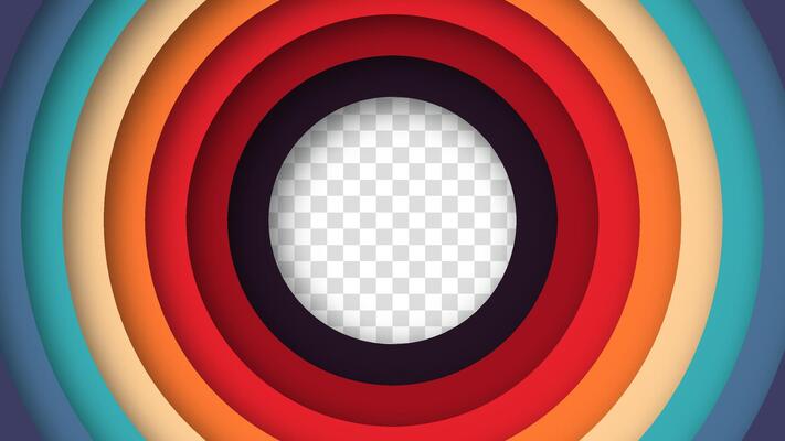 Retro background with bright circular layers, inspired by iconic 60s, 70s, and 80s aesthetics. This abstract composition combines warm and cool tones for a bold, vintage-inspired look.