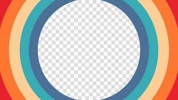 Abstract retro background with dynamic concentric circles in eye-catching colors. Inspired by mid-century trends, this design blends nostalgia with contemporary digital art techniques. vector
