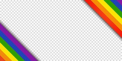 Rainbow LGBTQ pride ribbon with geometric design and vibrant colors on white background. Great for Pride Month, History Month, or text placement. vector