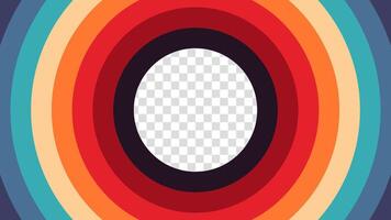 Retro background featuring colorful circular layers, inspired by iconic design elements from the 60s to the 80s. A vibrant abstract composition with smooth gradients and bold contrasts. vector