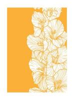 A4 gladiolus illustration in yellow and white. graphic asset for print projects with hand drawn autumn flowers. Dia de los Muertos botanical highly detailed and quality flower print. vector