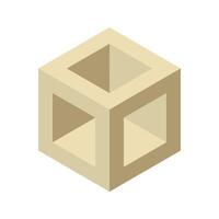Isometric cube with inner structure minimalist design, neutral beige color palette. Perfect for tech, architecture, engineering, or abstract concepts. Represents stability, structure, and innovation. vector
