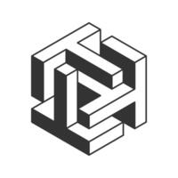 Stylish isometric cube design, perfect for tech, engineering, or abstract concepts. Clean lines and grayscale palette create a modern, minimalist aesthetic. vector