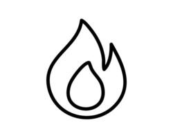 Bold, minimalist line art depicting a flame. Perfect for web design, app icons, or infographics needing a simple, impactful fire symbol. Versatile and easily adaptable to various design styles. vector