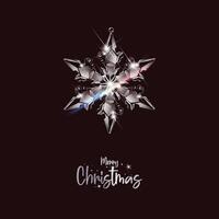 Merry Christmas square visual with a crystal snowflake and beautiful festive text on dark red background. vector