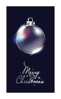 Simple Xmas story or reel design with typography and shiny round simple crystal ball. Trendy shiny illustration for social media stories. Elegant portrait design for Christmas posts. vector