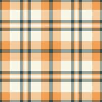 Elegant autumnal plaid pattern in warm orange, cream, and muted teal. Perfect for textile design, website backgrounds, or crafting projects. vector