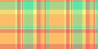 Golf seamless textile plaid, installing fabric texture tartan. Performance pattern background check in orange and mint colors. vector
