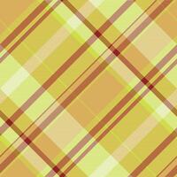 Refresh seamless background, wide texture textile pattern. Present check plaid fabric tartan in amber and lime colors. vector