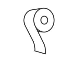 Simple line art illustration of a toilet paper roll. Perfect for minimalist designs, infographics, or representing hygiene and cleanliness. vector