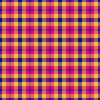 Coloured texture fabric textile, style background pattern . Stripped check tartan plaid seamless in amber and mexican pink colors. vector