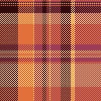 Rag plaid textile , cozy texture tartan check. Contour pattern seamless background fabric in orange and red colors. vector