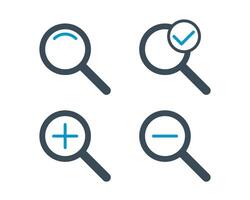 Zoom two color icon set. Search magnifying glass symbol. vector