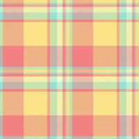 Delightful pastel plaid pattern in soft yellow, coral, mint, and gray. Perfect for textile design, website backgrounds, or springthemed projects. vector