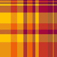 Male plaid pattern check, upscale textile seamless fabric. Japanese tartan background texture in golden poppy and bright colors. vector