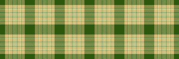 Marriage fabric seamless check, 1960s tartan pattern plaid. Folk texture textile background in green and amber colors. vector