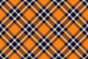 Vibrant orange, brown, and navy plaid pattern. Perfect for fall designs, textile prints, or autumnal backgrounds. vector