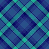 Striking diagonal plaid pattern in teal and navy. Perfect for textile design, fashion, or website backgrounds. Seamless repeat for versatile use in various projects. vector