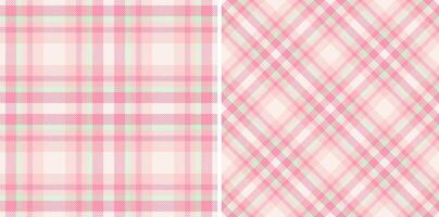 Delightful pastel pink plaid patterns, perfect for textile design, scrapbooking, or website backgrounds. Two variations offer versatility classic vertical and diagonal checks. vector