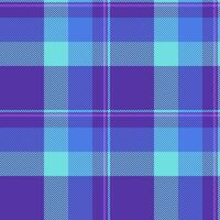 Pop texture fabric seamless, stage plaid tartan pattern. Celebrate background textile check in indigo and teal colors. vector