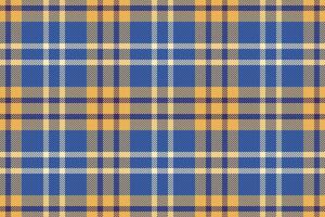 Curved tartan textile background, rustic texture fabric. Group seamless check pattern plaid in blue and amber colors. vector
