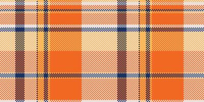 Podium check plaid, gentleman textile background texture. Greeting fabric seamless pattern tartan in orange and white colors. vector