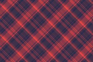 Adorable plaid pattern fabric, scenery background check texture. Neat tartan textile seamless in red and dark colors. vector