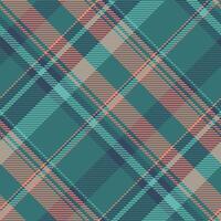 Stylish teal, coral, and navy diagonal plaid pattern. Perfect for textile design, website backgrounds, or fashion projects. vector