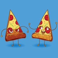 hand drawn pizza slice mascot, perfect for both online and print projects. Ideal for menus, banners, and social media, it adds a creative and funny touch to your graphics or branding. vector