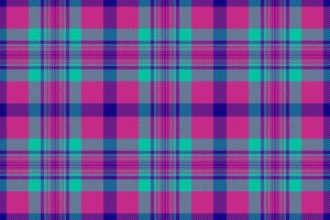 Ornament check tartan, preppy pattern fabric seamless. Decoration textile background texture plaid in pink and teal colors. vector