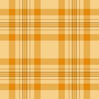 Bed fabric textile check, punk tartan pattern seamless. Trousers texture background plaid in orange and amber colors. vector