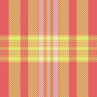 Vibrant coral, yellow, and white plaid pattern. Perfect for textile design, fashion, website backgrounds, or any project needing a cheerful and stylish texture. vector