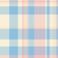 Elegance textile seamless fabric, colour plaid texture background. Domestic check tartan pattern in cyan and papaya whip colors. vector