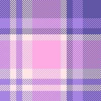 Chic check tartan background, sofa textile seamless pattern. Present texture plaid fabric in violet and pink colors. vector