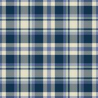 Elegant navy and cream plaid pattern. Perfect for textile design, website backgrounds, or autumnal projects. This seamless texture offers a sophisticated and timeless aesthetic. vector