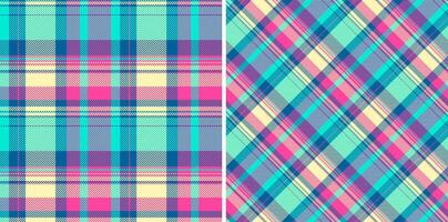 Vibrant pastel plaid patterns, perfect for textile design, fashion, or website backgrounds. Two variations classic horizontal diagonal checks. vector