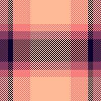 Trend tartan pattern texture, bed seamless plaid textile. Valentine background check fabric in orange and red colors. vector