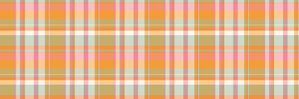 Multicolored fabric texture, premium background tartan seamless. Girl plaid pattern textile check in orange and light colors. vector