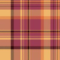 Mockup check fabric seamless, grunge background tartan . Ireland plaid textile pattern texture in orange and red colors. vector