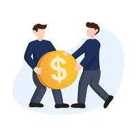 Illustration of collaboration business characters, cooperation. teamwork illustration. Modern simple flat design , for startup entrepreneurs vector
