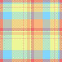 Factory background plaid textile, soft seamless texture. Iconic tartan pattern fabric check in lime and cyan colors. vector