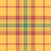 Material texture check pattern, argyle textile background seamless. Patterned plaid fabric tartan in orange and amber colors. vector