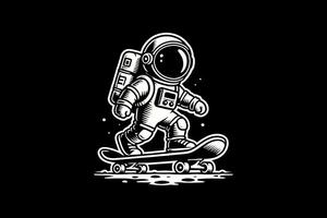 an astronaut riding a skateboard in space vector